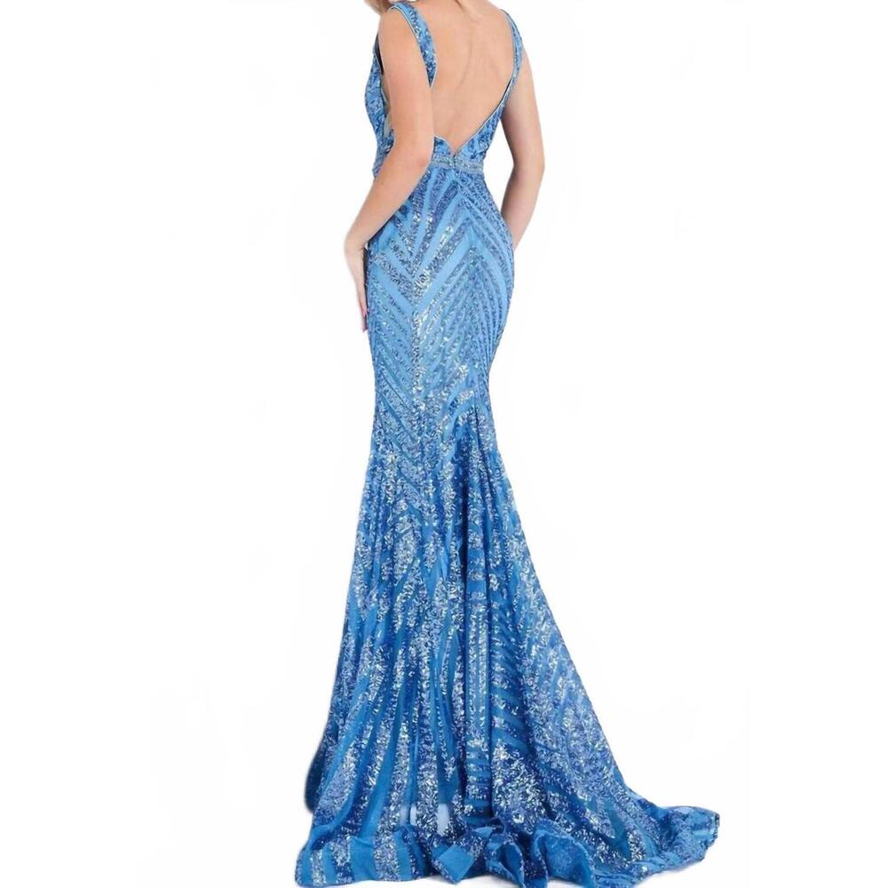 NEW JOVANI shimmer sequin prom dress in light blue - Picture 2 of 2